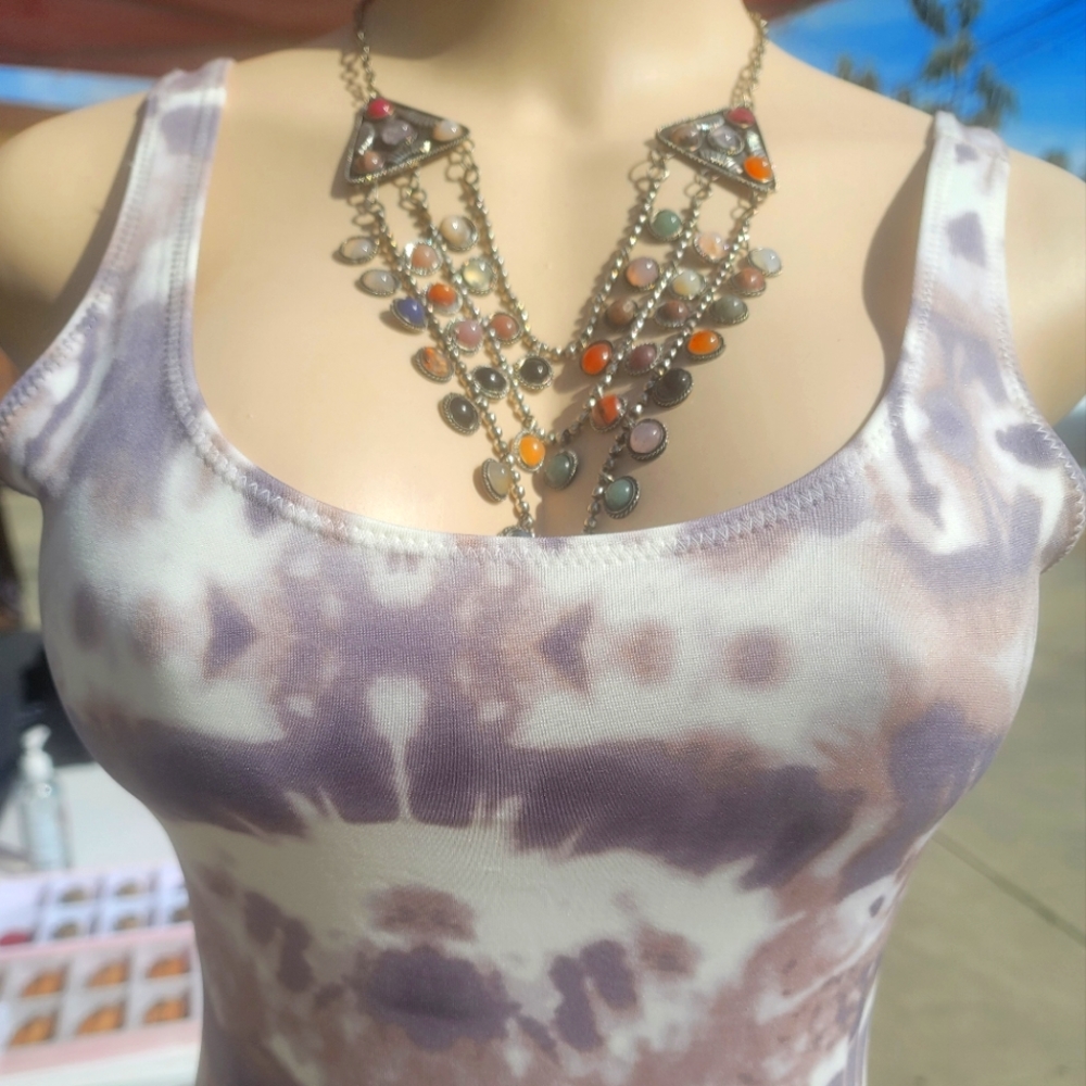 Multicolored tie dyed body suit